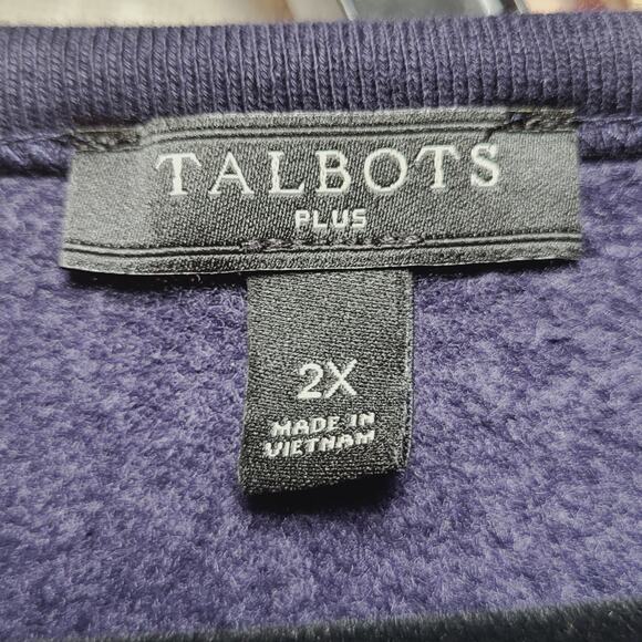 Talbots Plus Multi Color Polka Dot Navy Blue Cotton Blend Sweatshirt Size 2X - Picture 7 of 8